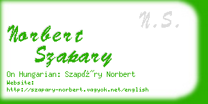 norbert szapary business card